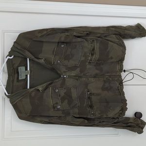 Anthropologie Marrakech Hera Cupro Hoodie Camo Jacket